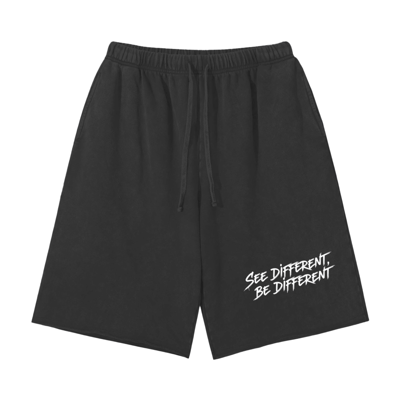 Snow Washed Raw Hem Shorts
